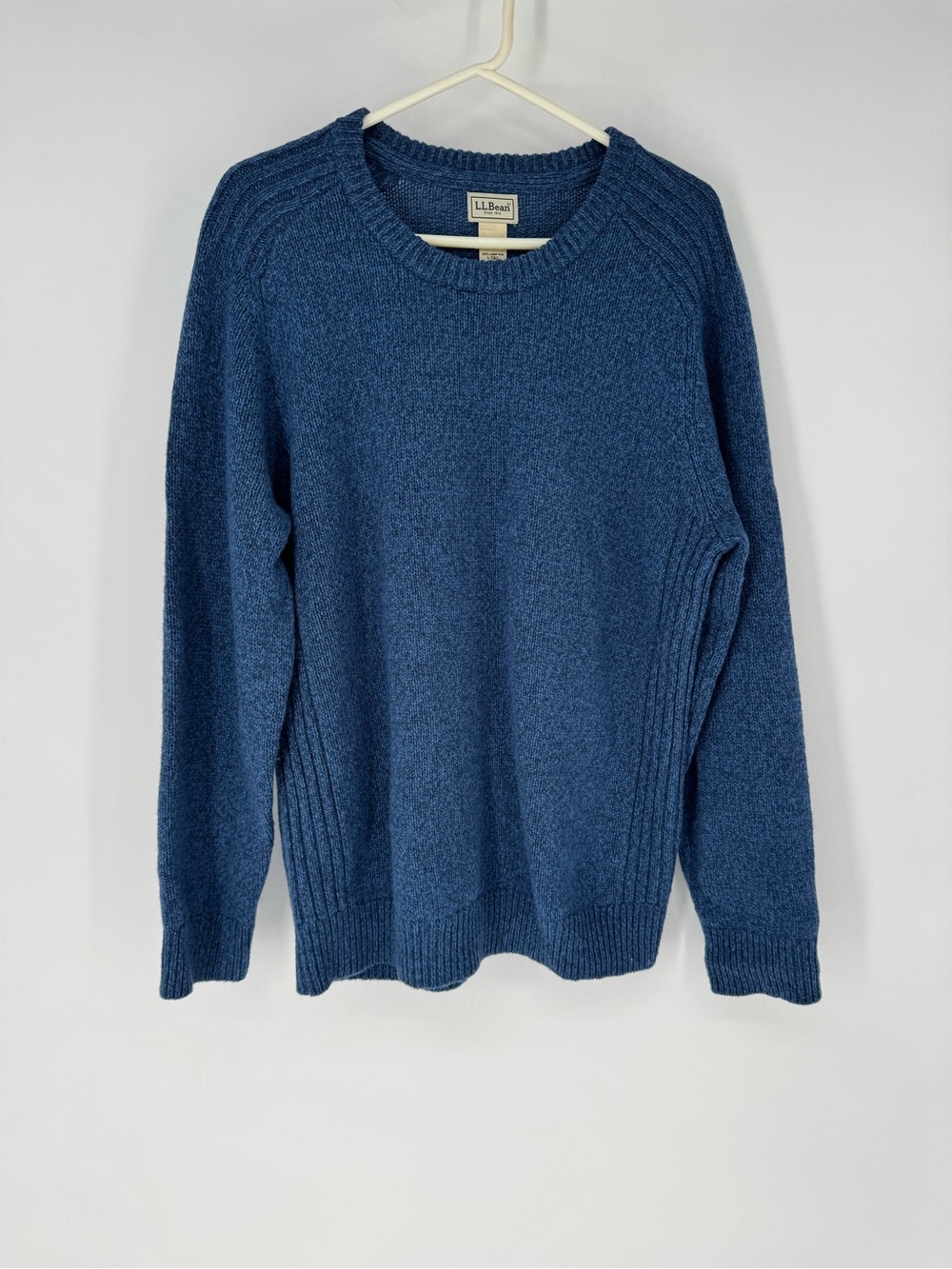 L.L. Bean lamb wool Men's Deep Blue Crewneck Sweater